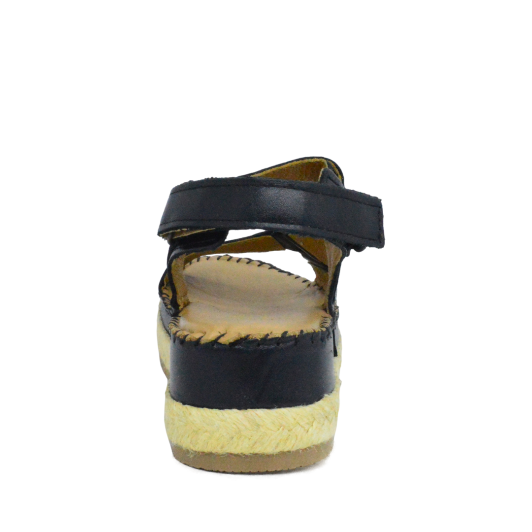 Sandalia Plataforma De Piel Delta Negro