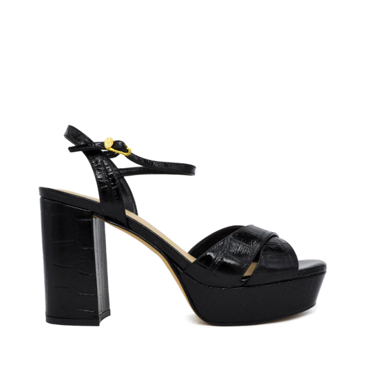 Sandalia Zapatilla Con Plataforma Columbia Croco Negro
