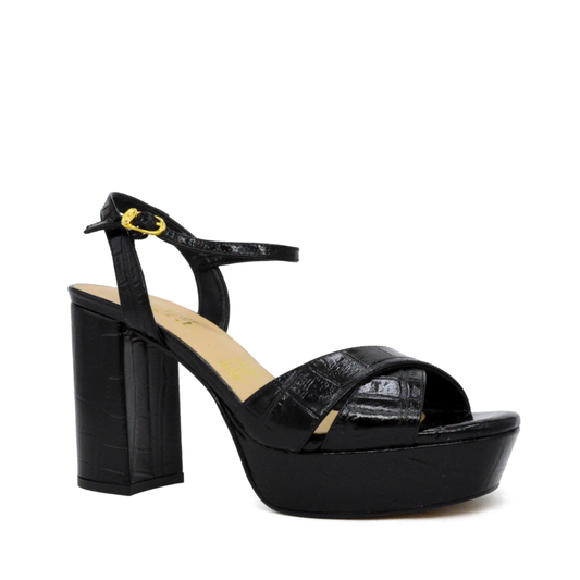 Sandalia Zapatilla Con Plataforma Columbia Croco Negro