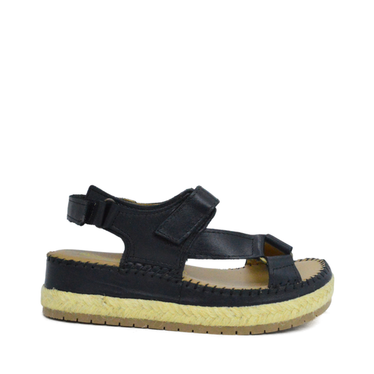 Sandalia Plataforma De Piel Delta Negro