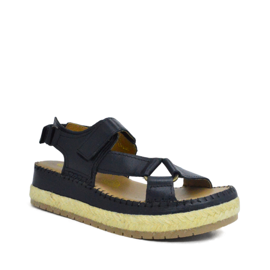 Sandalia Plataforma De Piel Delta Negro